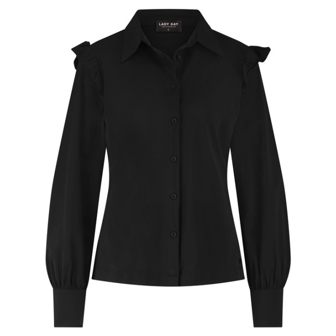 Lady Day Blouse Emma rouches Zwart